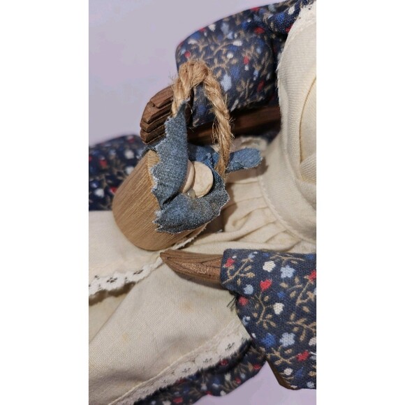 Vintage Ozark Dolls Corn AUNT DULCIE In Rocking Chair Walnut Head Folk Art - Picture 5 of 15